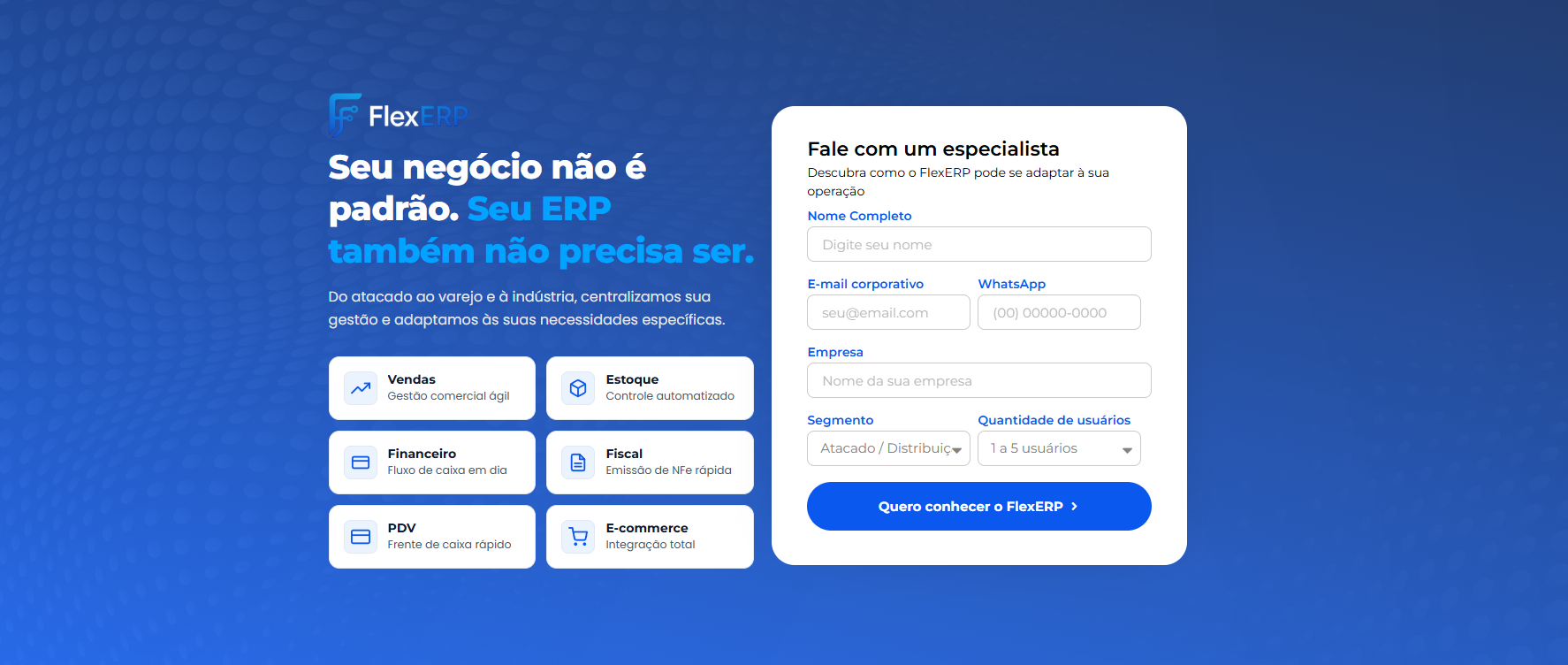 Landing page FlexERP