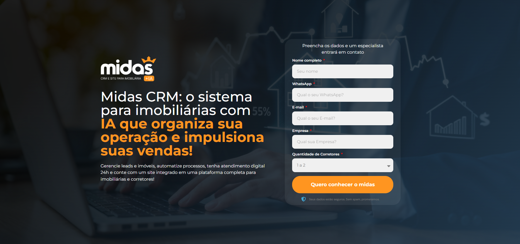 Landing page Midas CRM