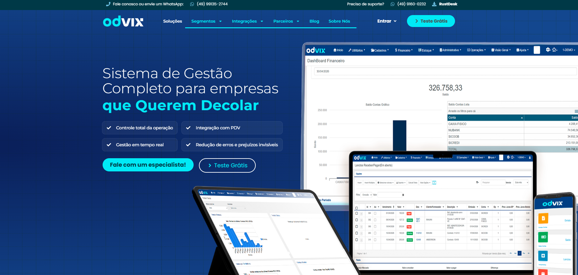 Landing page Odvix